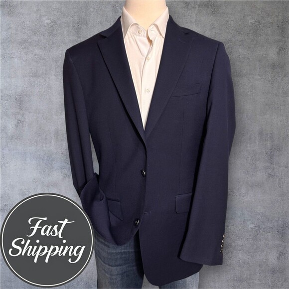 PRONTO UOMO Men's Blazer 42XL Navy Wool Blend Sport Coat 2-Button Jacket Suits - Picture 1 of 13